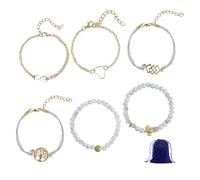 CHROMACRAFT Bracelets pour Femmes 6 Pièces Et Sac De Rangement 1 Pièce, Bracelets Empilables, Bracelets Simples Personnalisés, Bracelets Mode