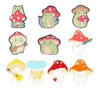 CHROMACRAFT Broche Grenouille Champignon 10 Pièces, Broche Grenouille Mignonne, Broche De Dessin Animé, Broche Amusante, Broche Décorative