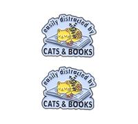 CHROMACRAFT Broches De Livre De Chat 2 Pièces, Broches Intéressantes, Broches De Style Créatif, Broches d'animaux Mignons, Broches pour Enfants