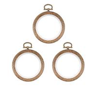 CHROMACRAFT Cadre De Broderie 3 Pièces, Cadre De Broderie Imitation Bois, Cadre Rond pour Point De Croix, Anneau De Fixation pour Tissu À Broder, Outils De Broderie DIY (10 Cm)