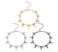 CHROMACRAFT Collier À Rivets 3 Pièces, Chaîne De Clavicule Réglable, Colliers pour Hommes Et Femmes, Colliers Rétro Personnalisés, Colliers en Métal Tendance, Accessoires Punk