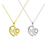 CHROMACRAFT Collier Mère 2 Pièces, Collier Pendentif Coeur, Collier Strass, Collier Lettre, Collier Cadeau