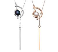 CHROMACRAFT Collier Pendentif Long 2 Pièces, Collier Personnalisé Simple, Accessoires Vestimentaires, Collier Mode, Collier Femme