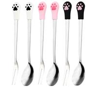 CHROMACRAFT Cuillères 3 Pièces Et Fourchettes 3 Pièces, Vaisselle pour Animaux De Compagnie en Acier Inoxydable, Vaisselle Mignonne pour Animaux De Compagnie, Fournitures pour Animaux De Compagnie