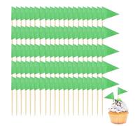 CHROMACRAFT Cure-Dents Drapeau Triangulaire Vert, Brochettes De Fruits, Brochettes De Décoration Alimentaire, Inserts De Gâteaux, Étiquettes Alimentaires pour Buffet, 200 Pièces