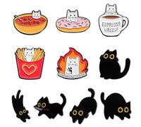 CHROMACRAFT Épingles De Chat Et De Nourriture 10 Pièces, Épingles De Dessin Animé Amusantes, Épingles Décoratives Mignonnes, Épingles À Vêtements, Épingles Décoratives De Sac