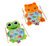 CHROMACRAFT Jouet De Pêche 2 Pièces pour Enfants, Jouet De Poisson en Bois, Ensemble De Jeu De Pêche Magnétique avec Canne À Pêche, Accessoires De Jeu Interactifs Parent-Enfant
