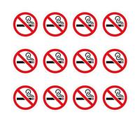 CHROMACRAFT Lot de 12 autocollants anti-fumeur, autocollants d'interdiction de fumer de 7,5 cm, imperméables, adaptés aux endroits non fumeurs, Rouge, Minimaliste, PVC, Rond, Sticker