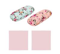 CHROMACRAFT Lot de 2 Étuis à Lunettes Rigides avec Motif Floral - 2 Chiffons Inclus - Pour Femme, Monture et Lunettes de Lecture