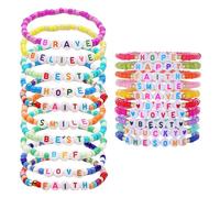 CHROMACRAFT Lot de 20 bracelets à perles, bracelets tendance, bracelets d'alphabet, bracelets d'amitié pour filles