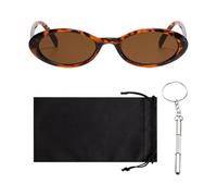 CHROMACRAFT Lunettes De Soleil Rétro, Ovales, Polarisées, Unisex, Modern, 1 Pièce, Sac À Lunettes En Nylon, Ajusteur De Lunettes, Protection UV, Imprimé Léopard