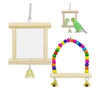 CHROMACRAFT Mini Miroir 1 Pièce Et Mini Balançoire 1 Pièce, Jouet pour Animal De Compagnie Oiseau, Jouet Créatif pour Animal De Compagnie, Fournitures pour Animaux De Compagnie Oiseau