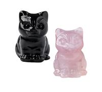 CHROMACRAFT Ornements De Chat en Cristal 2 Pièces, Ornements Décoratifs d'animaux, Décoration De Bureau À Domicile, Ornements Sculptés Créatifs, Ornements Cadeaux