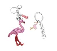 CHROMACRAFT Pendentif Flamant Rose 2 Pièces, Pendentif Animal De Dessin Animé, Porte-Clés En Acier Inoxydable, Cadeau Créatif