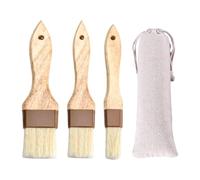 CHROMACRAFT Pinceaux À Pâtisserie 3 Pièces avec 1 Sac De Rangement, Brosse À Gril, Pinceau À Huile avec Manche en Bois, Outils De Cuisson, Fournitures De Cuisine