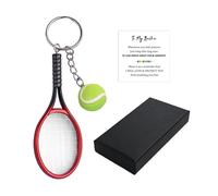 CHROMACRAFT Porte-Clés Raquette De Tennis, Cadeau Avec Carte De Vœux Et Coffret, Pour Amateurs De Tennis, Rouge