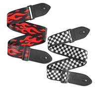 CHROMACRAFT Sangles De Guitare 2 Pièces, Tendance, Accessoires, Larges, Réglables, Rouge, Noir Et Blanc, Polyester, Cuir, Classique
