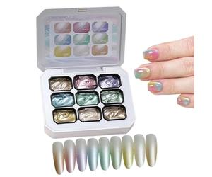 Chromatic Sculpting Palette - Gradient Kit, 18g 9-Color Nail Design Paste with Precision Sponges, High Viscosity Resin, Solvent-Less Formula, Aesthetic Manicure Set for Wedding Design