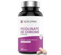 NOVOMA Chrome 200 µg, Maintien d’une Glycémie Normale, Métabolisme & Coupe-Faim Naturel, Forme Brevetée CrPix®, Cure de 4 mois, Fabriqué en France