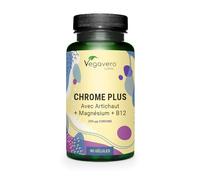 CHROME 250 µg | Avec Magnésium, Vitamine B12 et Extrait d'Artichaut | 3 Mois | GLYCEMIE + METABOLISME | Biodisponibilité Elevée | Vegan et Sans Additifs | Vegavero®