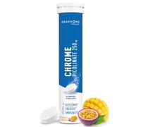 CHROME GRANIONS CHROME PICOLINATE 250µG - Zinc, Vitamine C et Vitamines B - Soutien de la Glycémie, du Métabolisme Énergétique et de l’Immunité - 20 Comprimés Effervescents, Goût Mangue Passion