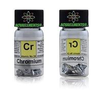 Chrome Métallique Élément 24 Cr, 5 Grammes 99,8% en Flacon de Verre avec Etiquette