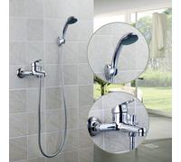 Chrome mur monté robinet de douche salle de bains ensemble mélangeur avec pulvérisateur manuel