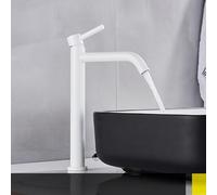 Chrome Noir Blanc Brusehd Or Grand Robinet De Salle De Bains Chaud Froid Mélangeur Grue Robinet Lavage Bahtroom Robinet Bain Navire Mélangeurs(Bianco)