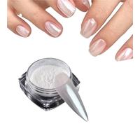 Chrome ongle Clair de lune perle blanc ongles paillettes poussière Chrome Aurora frottant sur poudre coquille miroir Pigment Nail Art fournitures décoration pour Manucure(ZY01 White)
