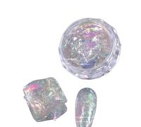Chrome ongle Flocons d'opale for Nail Art, miroir magique holographique, poudre à haute brillance, sirène irisée, poussière de Pigment chromé, 0.1g pour Manucure(FT225-1)