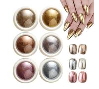 Chrome Pour Les Ongles, 6 Couleurs Miroir Effet Fingernail Chrome | Nail Pigment Powder Shimmer Pour Petite Amie, Femme, Amie, Sœur, Fille