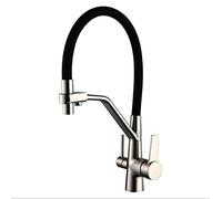 Chrome Purification Robinet D'évier De Cuisine Montage Sur Pont 3 Voies 360 Pivotant Eau Pure Mitigeur D'eau Potable-Nickle(Yxtmz)