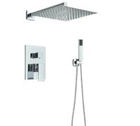 Chrome Rainfall Shower Faucet Set Bathroom Stainless Steel Wall Mounted Concealed 16 Inch Shower System Hot Cold Water Mixer Tap