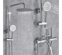 Chrome Thermostatic Shower Finecets Set Bathtub Robinets Hot Cold Taper Tap Double Patrièmes Batteur De Baignoire Robinet De Douche De Baignoire Robinet