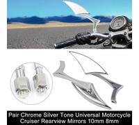 Chrome Universal Motorcycle Scooter Cruiser Chopper Rearview Mirrors 10mm/8mm