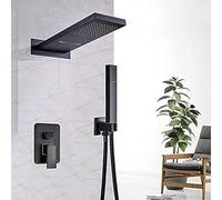 Chrome Waterfall Rain Dow Shower Robinet Set Plastic Plasing Handower in Wall Shower Colonne à 3 voies Tap de douche de soupape en laiton, noir mat, noir mat LWX
