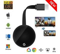 Chromecast compatible HDMI, Google Wireless WiFi, dongle d'affichage HD, streaming multimédia vidéo, TV, maison intelligente pour iOS/Android black