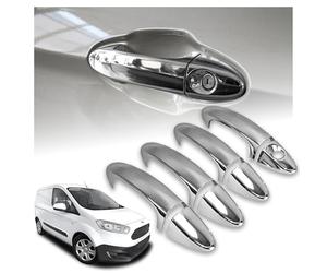 CHROMEMASTER | Coques de Poignées de Porte Extérieures Compatibles avec Ford Transit Courier 2014-2023 | Acier inoxydable ; Chrome ; Protection et Nouveau Look pour vos Poignées de Porte ; 8 pcs