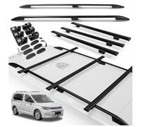 CHROMEMASTER | Kit Rails de Toit et Barres de Toit Compatible avec VW Caddy L1 Court 2020+ | Système de Porte-Bagages de Toit pour Voiture | Idéal pour Transporter Coffre de Toit, Panier de Toit