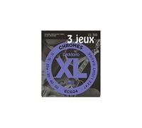 D'Addario Chromes ECG24-3D, filets plats, Jazz Light, 11-50, 3 jeux - Jeu guitare électrique