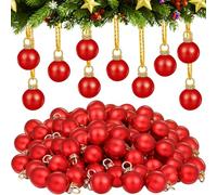 ChromLives Mini Petites Boules De Noël 16mm Mini Boules De Noël Petites Boules Sapin de Noel pour Décoration De Sapin De Noël, Maison De Poupée, Fabrication De Bijoux Collier Rouge