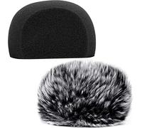 ChromLives Pare-Brise Microphone Pare-Vent, Protection Anti-Vent en Mousse Compatible avec Zoom H5 H6 Portable Handy Recorder Furry & Foam 2Pack