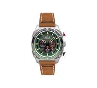 Montre pour homme Hawker Hunter Dual Time Chrono AV-4100-01 avec bracelet en cuir marron Marron