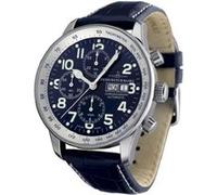 Chronographe Homme Zeno Watch Basel pour Analogiques Automatique avec Bracelet de Cuir P557TVDDb4 Bleu G