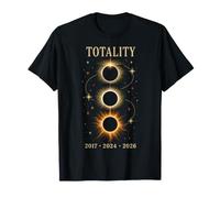 Chronologie de la totalité des Trois éclipses solaires totales 2026 T-Shirt