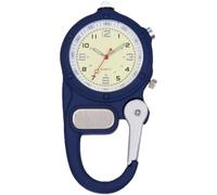 Chronomètre de poche de voyage en alliage durable avec crochet d'escalade Clip de survie pour sport de plein air sûr résistant à l'eau Montre de poche d'escalade, bleu