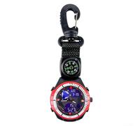 Chronomètre de poche multifonction avec boussole, rétro-éclairage lumineux et mousqueton pour randonnée, camping, entraînement, montre électronique légère, vert (rouge)