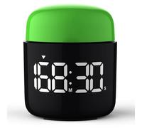 Chronomètre de table, grand écran LED, rotation manuelle simple, volume et luminosité réglables, facile pour les enfants, horloge vintage sans tic-tac, alarme forte ou silencieuse (vert)