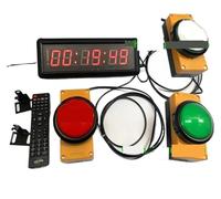 Chronomètre LED avec compte à rebours, bouton de réinitialisation, câble de 2 m et télécommande for les écoles. Utilisation multiscénario(3pcs 10cm buttons)