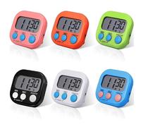 Chronometre Minuteur 6 Pièces Minuteur de Cuisine, Magnétique Timer Enfant avec Grand Écran LCD, Chronomètre et Alarme Digital Compte à Rebours pour Pâtisserie Cuisson Four